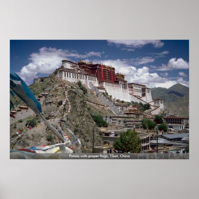 Potala with prayer flags, Tibet, China Poster (Vorne)