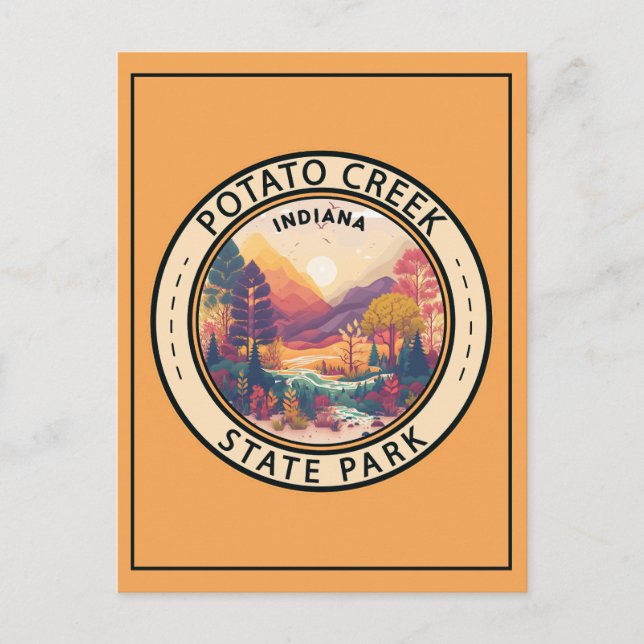 Potato Creek Staat Park Indiana Emblem Postkarte (Vorderseite)