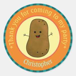 Potato Party Danke Personalisiert Runder Aufkleber