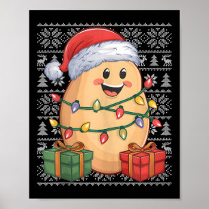 Potato Xmas Sweater Style Ugly Weihnachtsmannmütze Poster