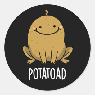 Potatoad Funny Potato Toad Puff Dark BG Runder Aufkleber