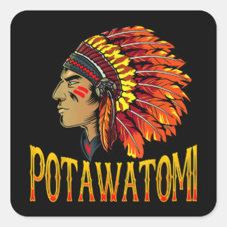 Potawatomi Stamm Indii Potawatomi Herita Quadratischer Aufkleber