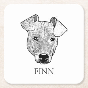 Potcake Dog Personalisiert Zeichnend Hand Rechteckiger Pappuntersetzer