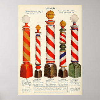 Poteau en barbier vintage affiche