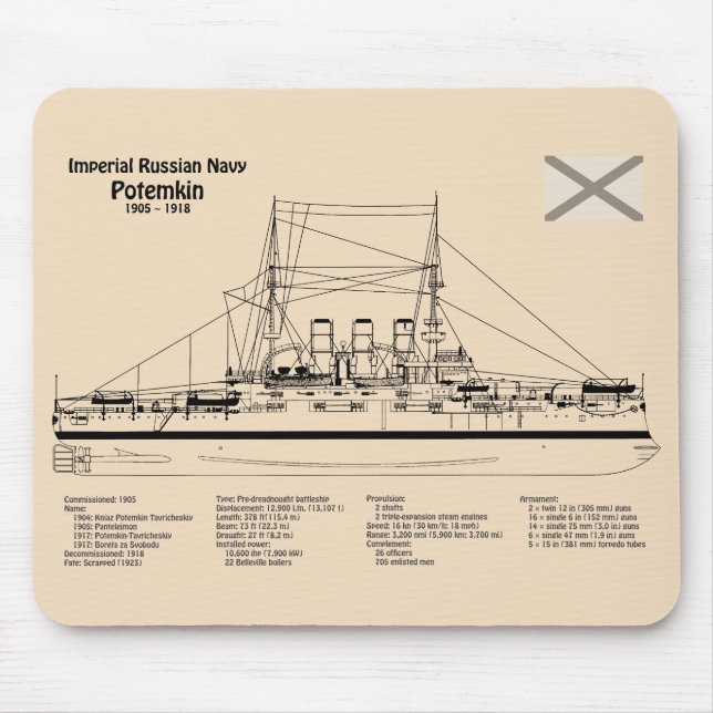 Potemkin - Pläne für Schiffskonzepte SD Mousepad (Vorne)