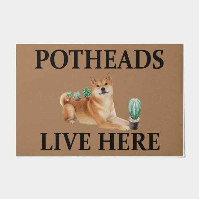 Potheads leben hier, Dog Geschenk Lover Akita Fußmatte (Vorderseite)