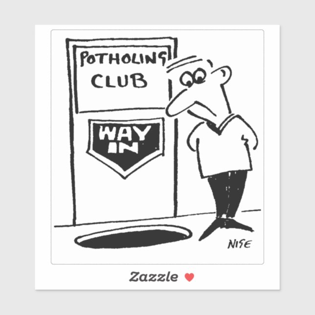 Potholing Club Eingang Cartoon. Aufkleber (Blatt)