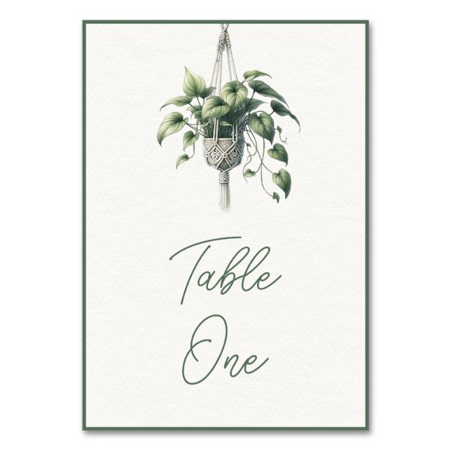 Pothos: Boho Chic Botanische Pflanze Grünpflanzen  Tischnummer (Vorderseite)