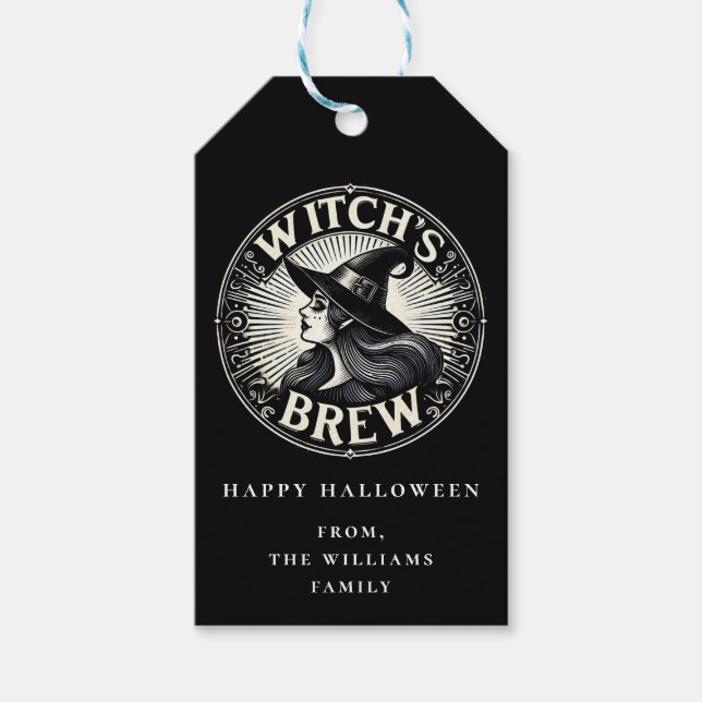 Potion Halloween-Party Hexe's Brew-Geschenkmarke Geschenkanhänger (Vorderseite)