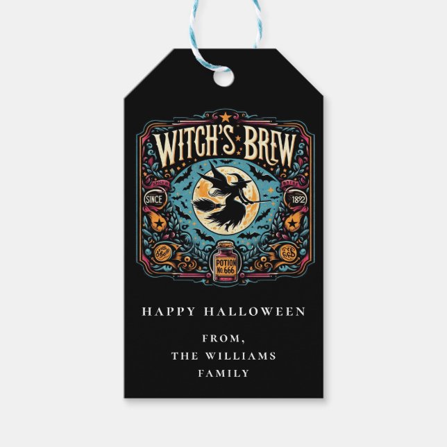 Potion Halloween-Party Hexe's Brew-Geschenkmarke Geschenkanhänger (Vorderseite)