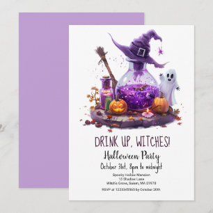 Potions Pumpkin Ghost Hexenhut Halloween-Party Einladung