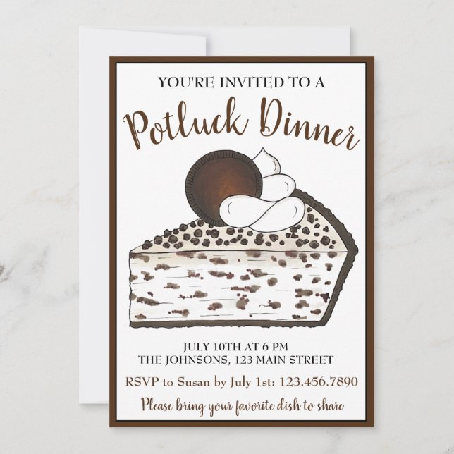 Potluck Dinner Dessert Party Cookies und Creme Pie Einladung (Vorderseite)