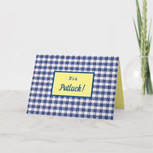 Potluck Invite, blau und weiß, geflochtene Einladu Einladung