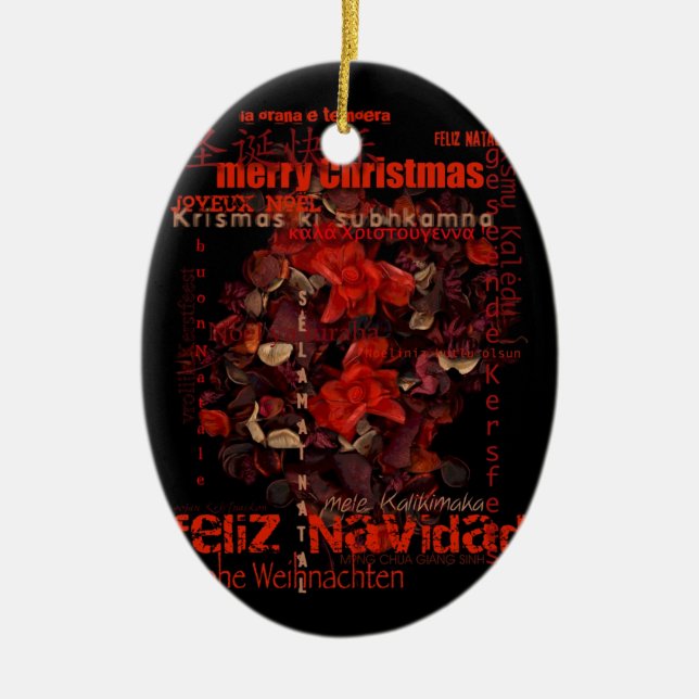 Potpourri World Christmas Navidad Botschaft Orname Keramik Ornament (Vorne)