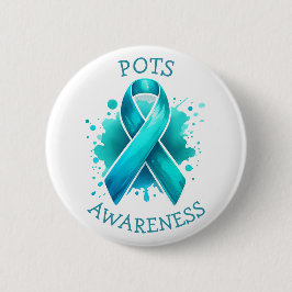 Pots Awareness Türkise Awareness Ribbon Button