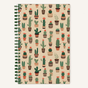 Pots Cactus Cute Personnalisés Carnet Spiral 8,5" 