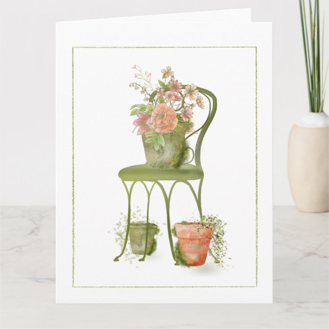 Pots de fleurs Mossy Garden Carte de voeux vierge (Devant)