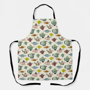 Pots de thé dans un joli tablier motif