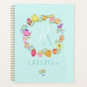 Pots de thé et tasses Monogram Pastel Blue