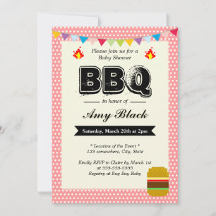 Pots doux Baby shower rose BBQ Invitations