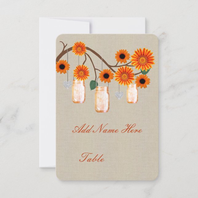 Pots en toile de jute rustique orange Table Cartes (Devant)