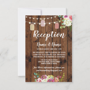 Pots Floraux Cartes de Réception de Mariage Rustiq