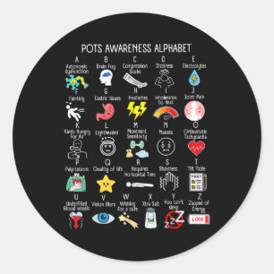 Pots Syndrom Alphabet Dysautonomie Bewusstsein Pos Runder Aufkleber