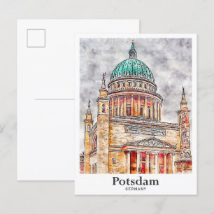 Potsdam Deutschland Reise Wasserfarbe Handgezeichn Postkarte