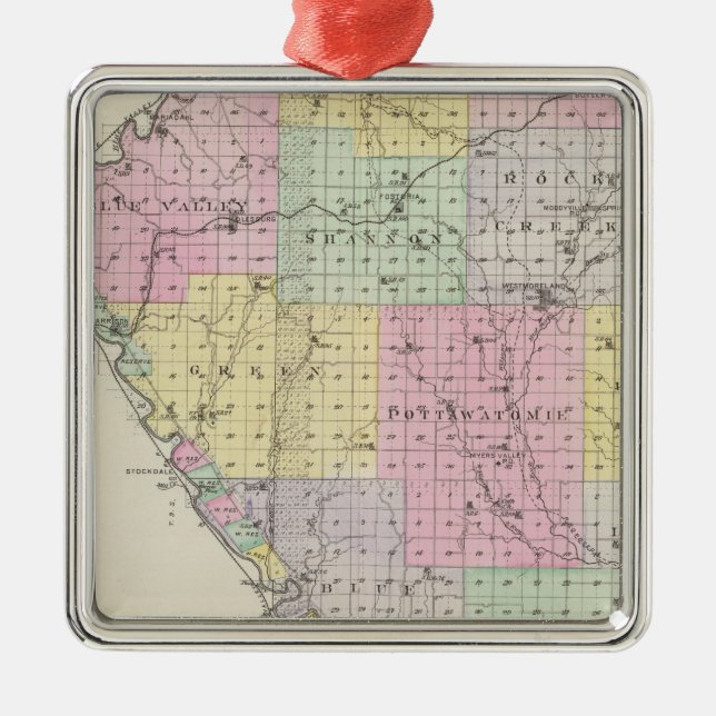 Pottawatomie County, Kansas 2 Silbernes Ornament (Vorne)