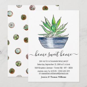 Potted Aloe Vera Pflanze Housewarming Party Einladung