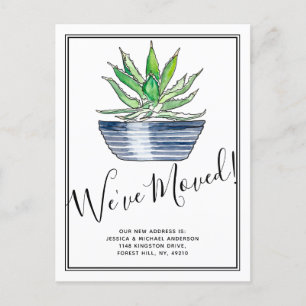 Potted Aloe Vera Pflanze Neue Zuhause Moving Ankündigungspostkarte