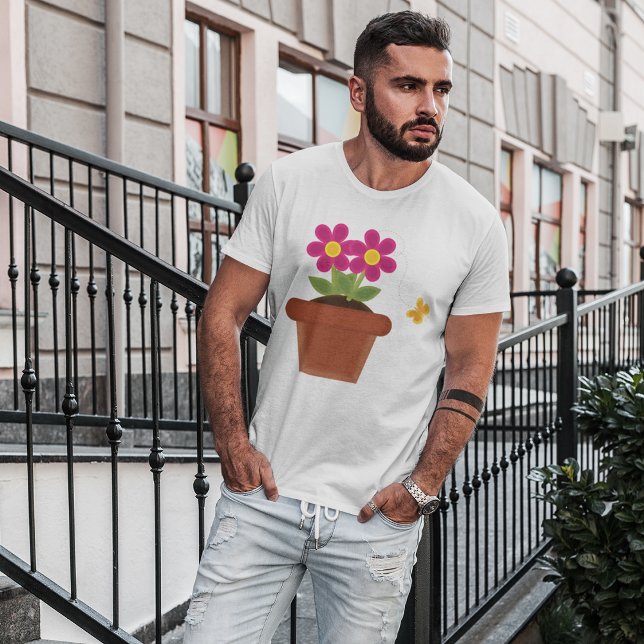 Potted Blume and Butterfly T - Shirt (Von Creator hochgeladen)