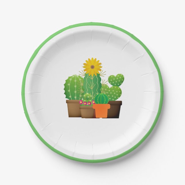 Potted Cactus Pflanze Party Paper Plate Pappteller (Vorderseite)