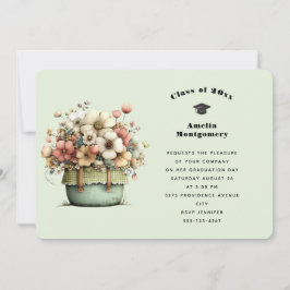  Potted Flowers Cozy Shabby Style Cute Graduation Einladung