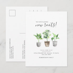 Potted Pflanze Boho Neue Adresse Botanische Bewegu Ankündigungspostkarte