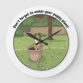 Potted Sheltie Große Wanduhr