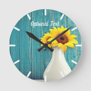 Potted Sunflowers Runde Wanduhr