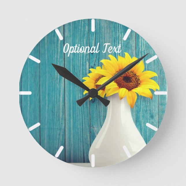 Potted Sunflowers Runde Wanduhr (Vorderseite)