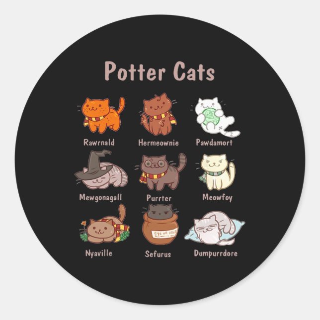 Potter Cats für Katzen Liebhaber Runder Aufkleber (Vorderseite)