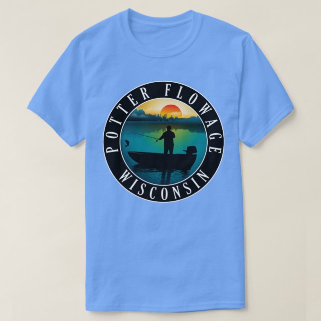 Potter Flowage Wisconsin Fischerei T-Shirt (Design vorne)
