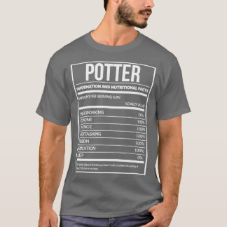 Potter Funny Pottery Nutrition Label T-Shirt