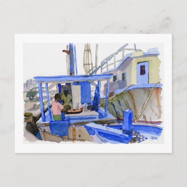 Potters Fish Boote Postkarte (Vorderseite)