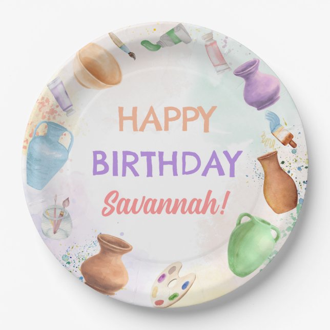 Pottery Paining Party Birthday Pappteller (Vorderseite)