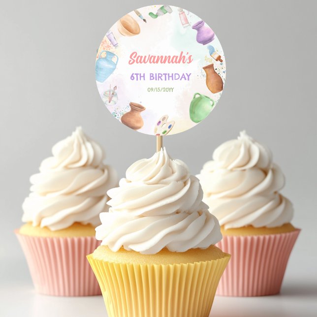 Pottery Painting Birthday Runder Aufkleber (Von Creator hochgeladen)