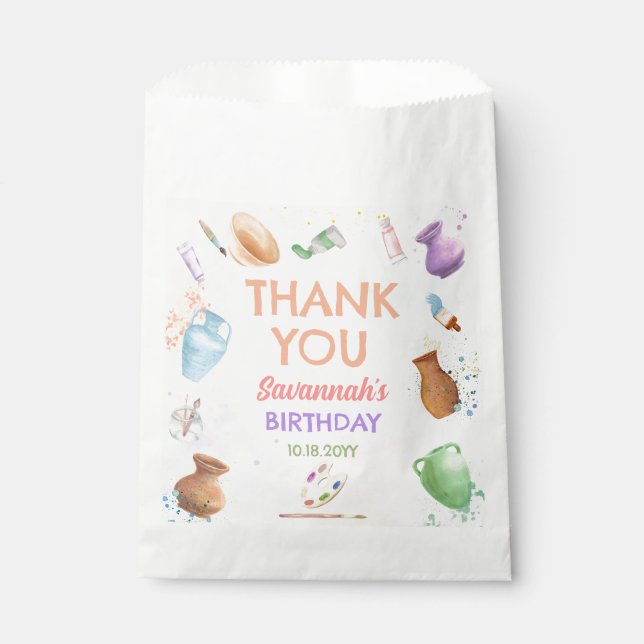 Pottery Painting Party Birthday Geschenktütchen (Vorderseite)