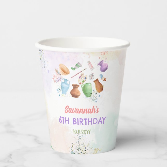 Pottery Painting Party Birthday Pappbecher (Vorderseite)