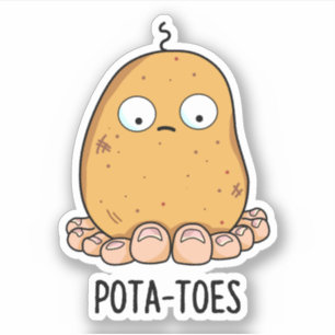 Pottoes Funny Potato with Toes Pun Aufkleber