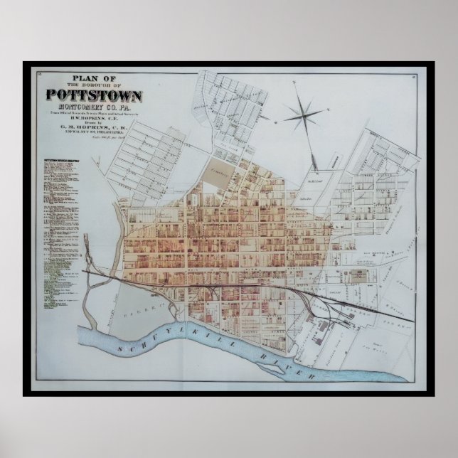 Pottstown Stadtplan PA Pennsylvania 1871 Poster (Vorne)