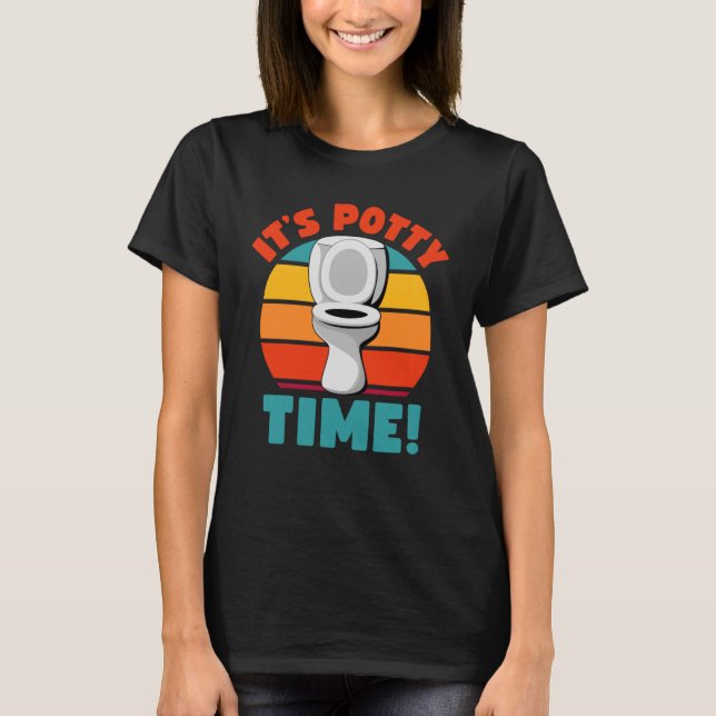 Potty Training It's Potty Time Toilet Spaß Retro T-Shirt (Vorderseite)