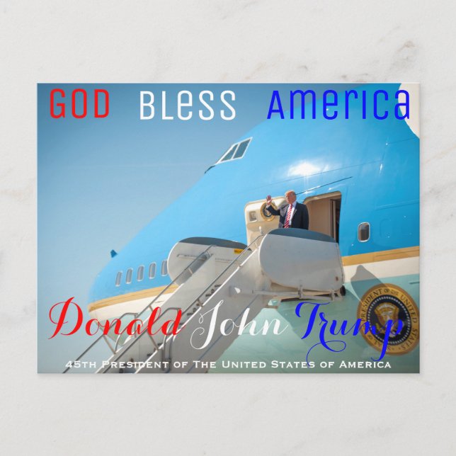 POTUS Donald Trump schwenkt Luftwaffe One USA Postkarte (Vorderseite)